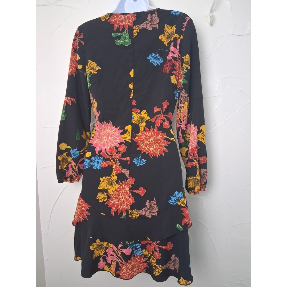 Floral Mini Dress Size Small Ruffle Trim Fairy Grunge Whimsigoth Feminine Girly - Picture 7 of 12